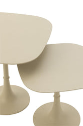 Tafels Vierkant Aluminium Ivoor Set van 2 - Bijzettafel - J-Line - livinglovely.nl
