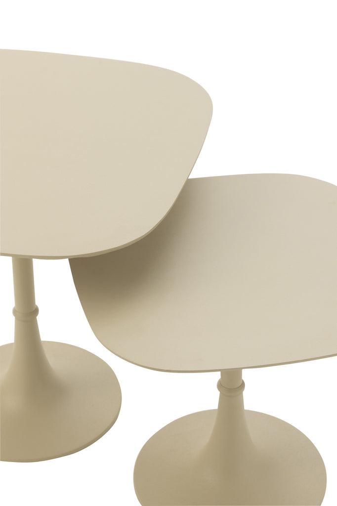 Tafels Vierkant Aluminium Ivoor Set van 2 - Bijzettafel - J-Line - livinglovely.nl