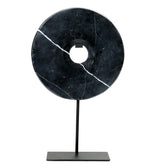 The Marble Disc on Stand - Black - L - Ornament - Bazar Bizar - livinglovely.nl