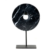 The Marble Disc on Stand - Black - L - Ornament - Bazar Bizar - livinglovely.nl