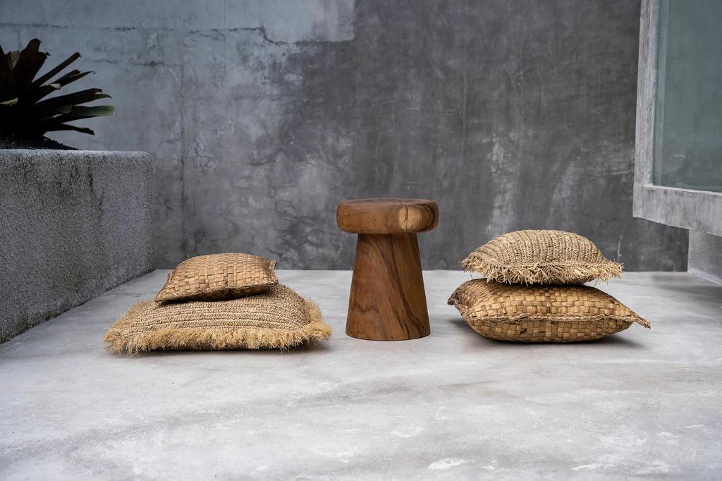 The Raffia Cushion Cover Square - Natural - 60x60 - Kussenhoes - Bazar Bizar - livinglovely.nl