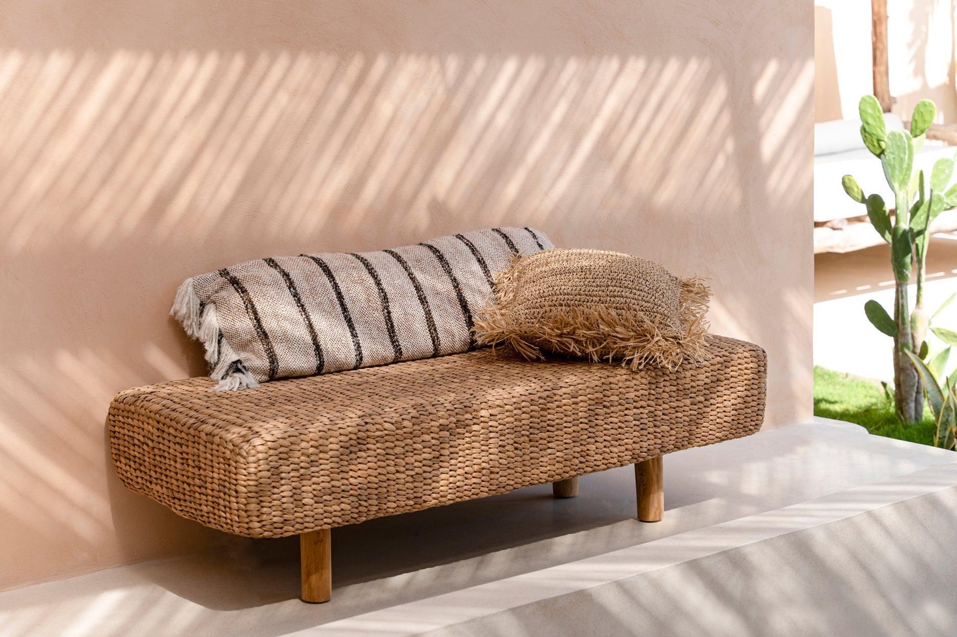 The Raffia Cushion Cover Square - Natural - 60x60 - Kussenhoes - Bazar Bizar - livinglovely.nl