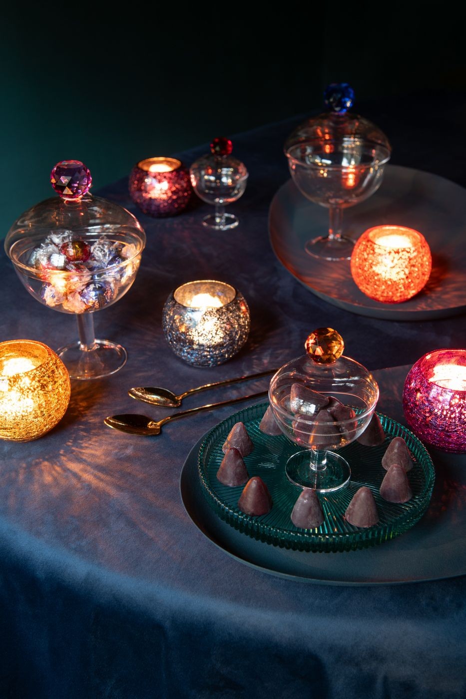 Theelichthouder Bal Craquelé Glas Mix Set van 6 - Theelichthouder - J-Line - livinglovely.nl