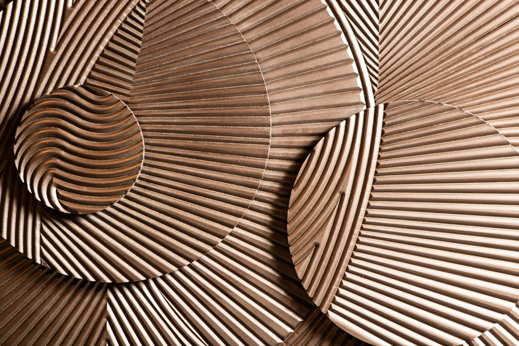 Thikra Brown double circles mdf wall panel carved PTMD - Wandpaneel - PTMD - livinglovely.nl