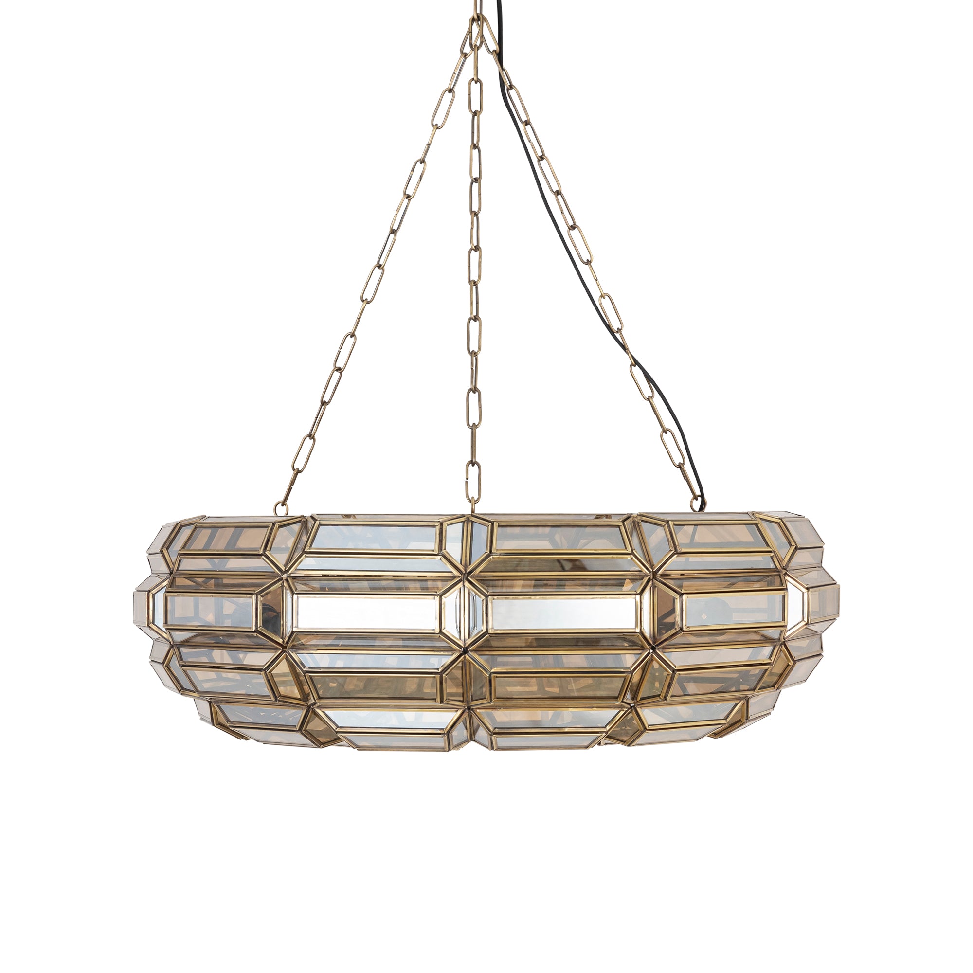 Thyro Antique Brass Glass Amber Donut Lamp - - PTMD - livinglovely.nl