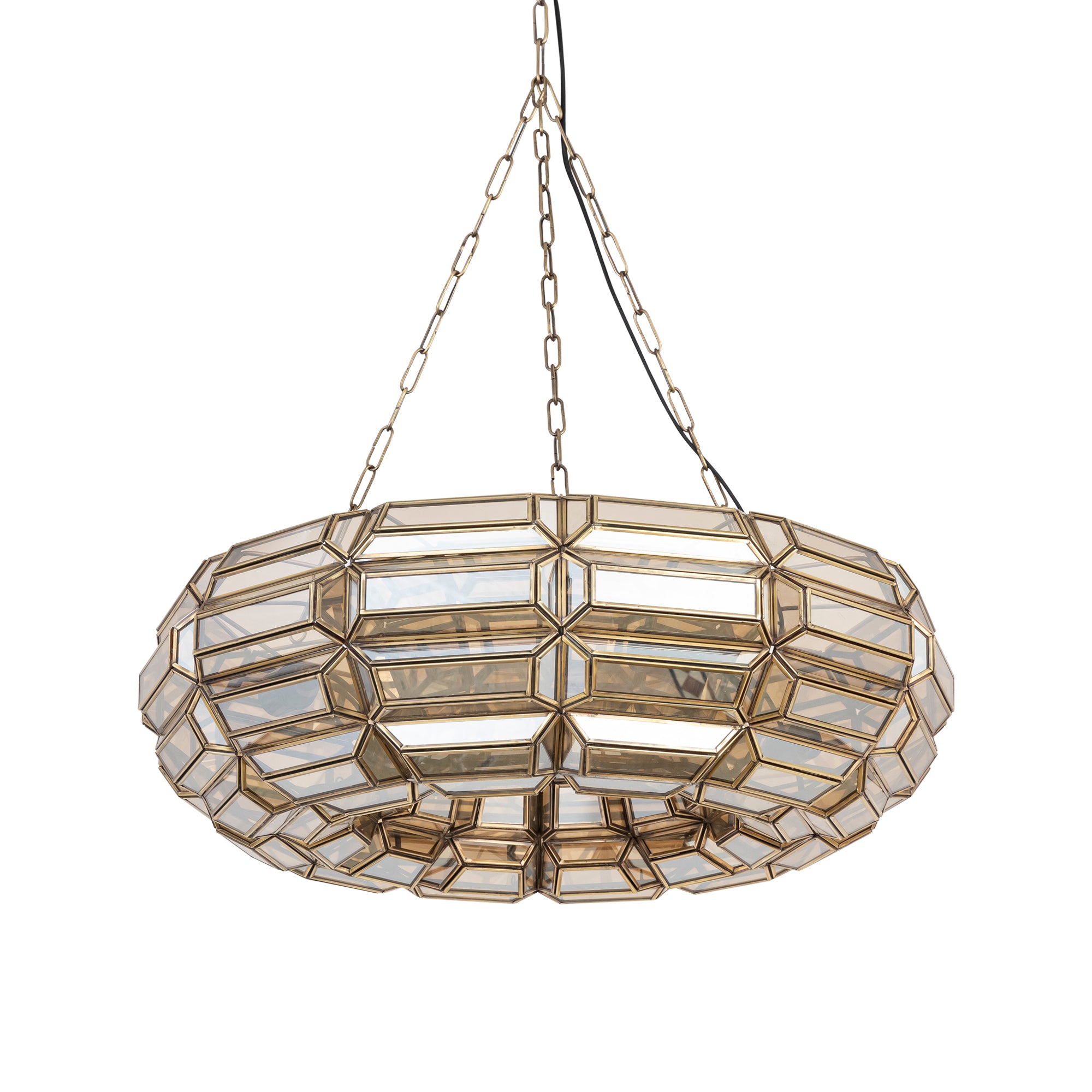 Thyro Antique Brass Glass Amber Donut Lamp - - PTMD - livinglovely.nl