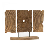 Triptiek Gekerfd Op Voet Mango Hout Naturel - Ornament - J-Line - livinglovely.nl