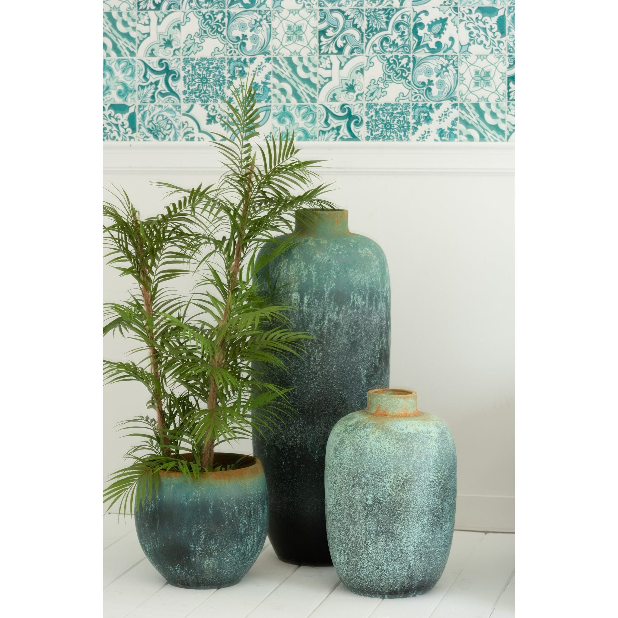 Vaas Vintage Keramiek Azuurblauw Large J-Line