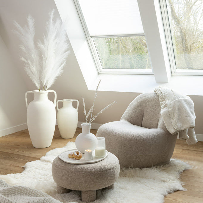 Vaas 2 Armen Terracotta Wit Small 30x30x48cm - Vaas - J-Line - livinglovely.nl