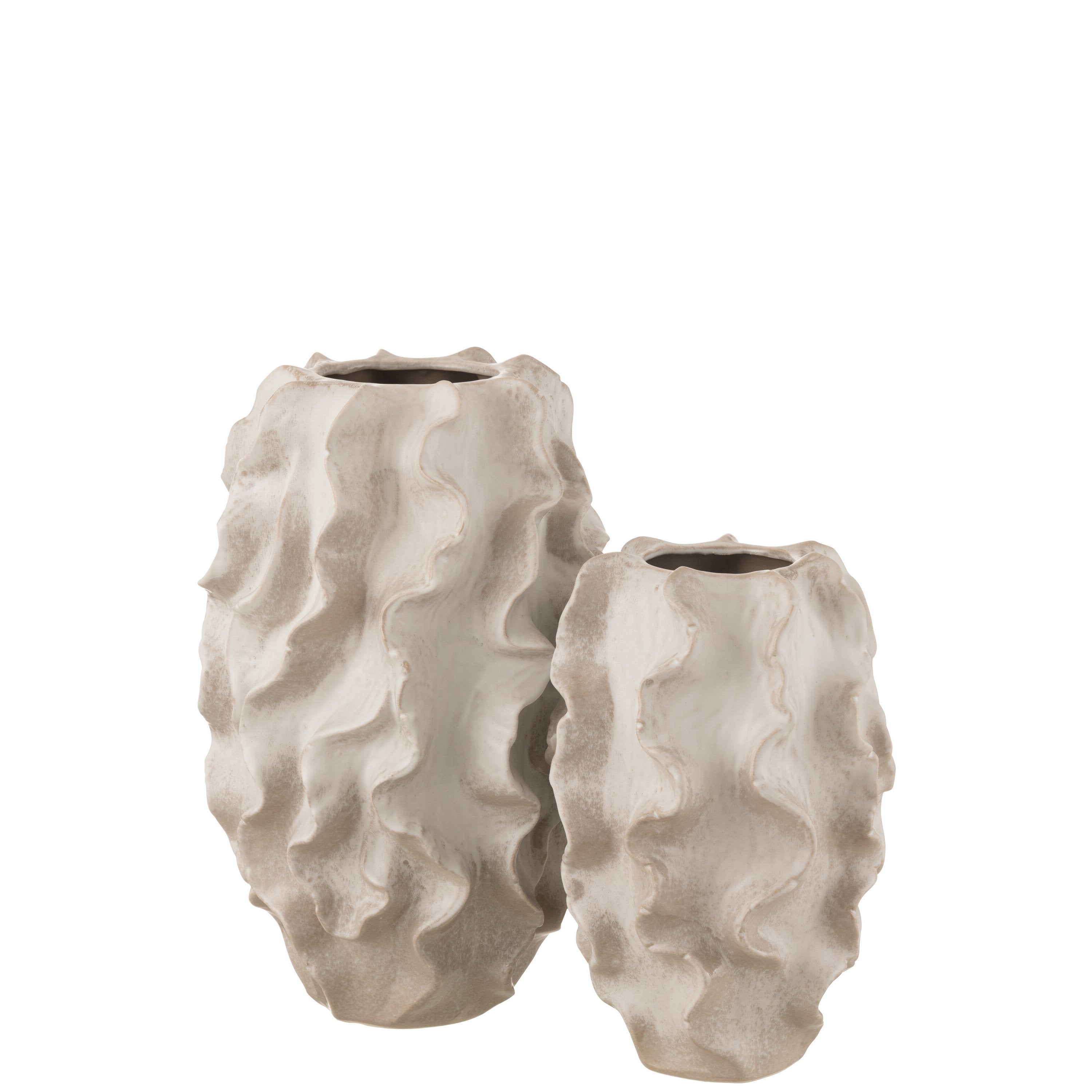 Vaas Abstract Golven Keramiek Beige Small L25,5cmxB25,5cmH37,5cm - Vaas - J-Line - livinglovely.nl