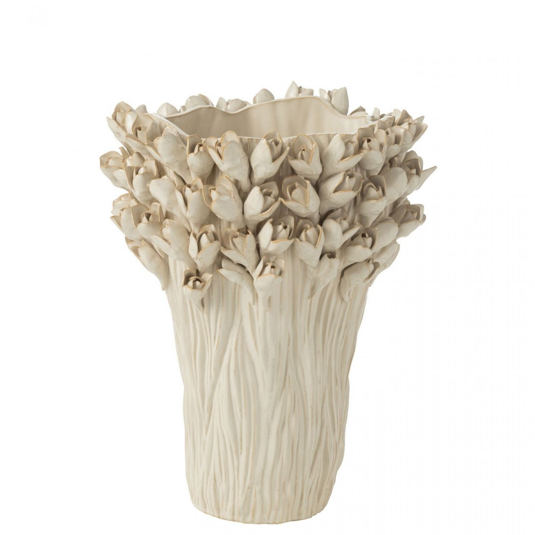 Vaas Ambrosia Keramiek Wit Large Dia35cmxH43,5cm J-Line - Vaas - J-Line - livinglovely.nl