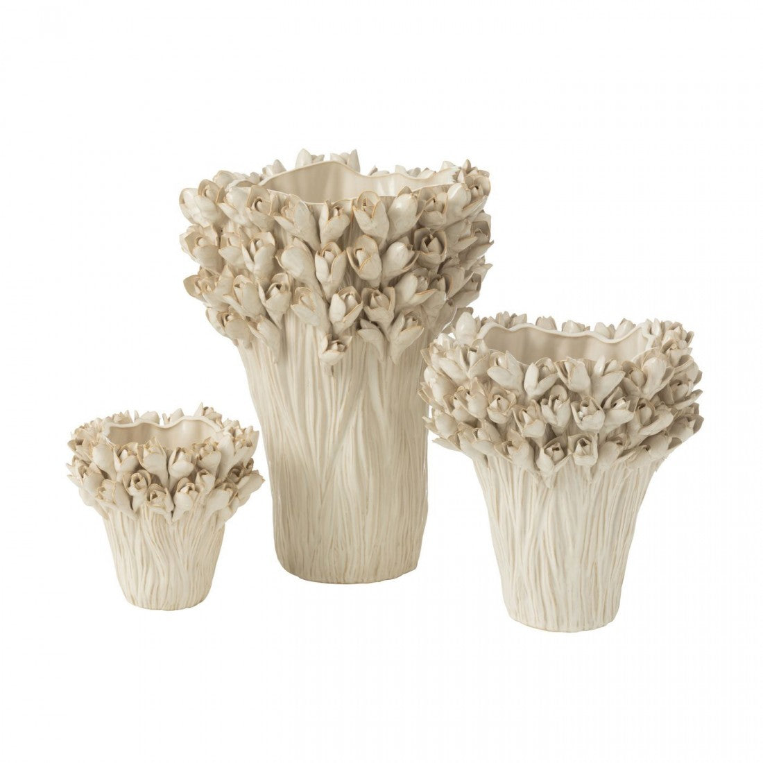 Vaas Ambrosia Keramiek Wit Large Dia35cmxH43,5cm J-Line - Vaas - J-Line - livinglovely.nl