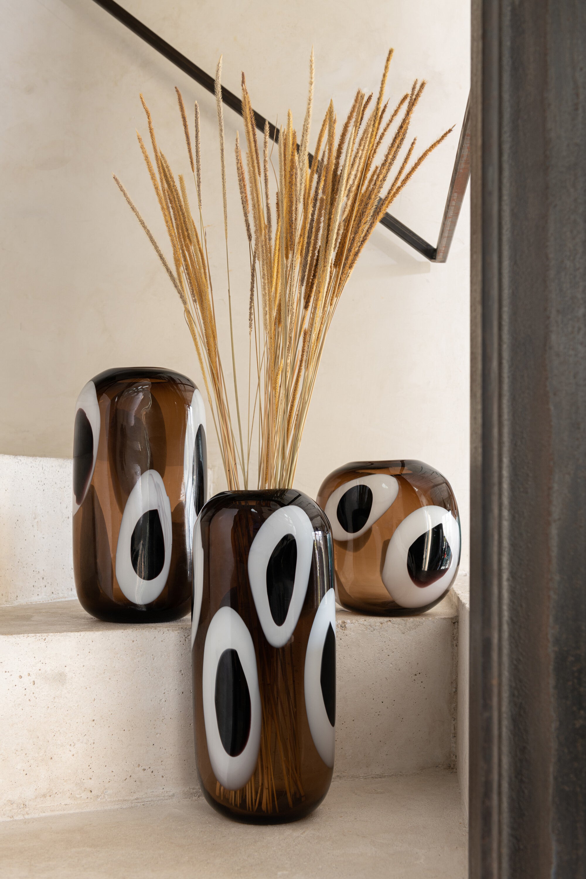 Vaas Izzy Glas Wit/Bruin Large L16xb13xh37cm J-Line - Vaas - J-Line - livinglovely.nl