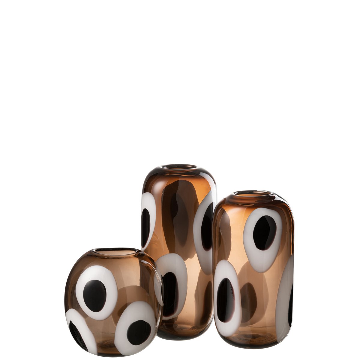 Vaas Izzy Glas Wit/Bruin Small L20xb14xh21cm J-Line - Vaas - J-Line - livinglovely.nl