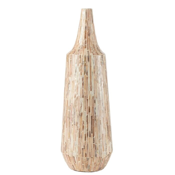 Vaas Nuye Fles Schelpen/Papier Beige - Vaas - J-Line - livinglovely.nl