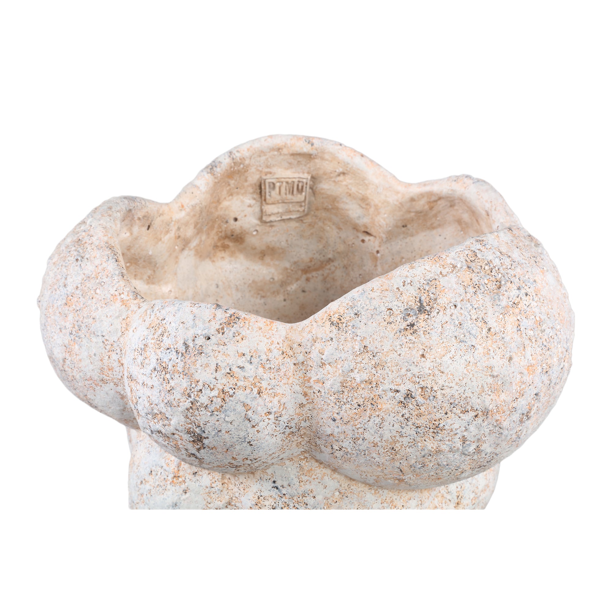 Vasilisa Cream Cement Pot Circles Rough Finish XL Dia29x27cm PTMD - Pot - PTMD - livinglovely.nl