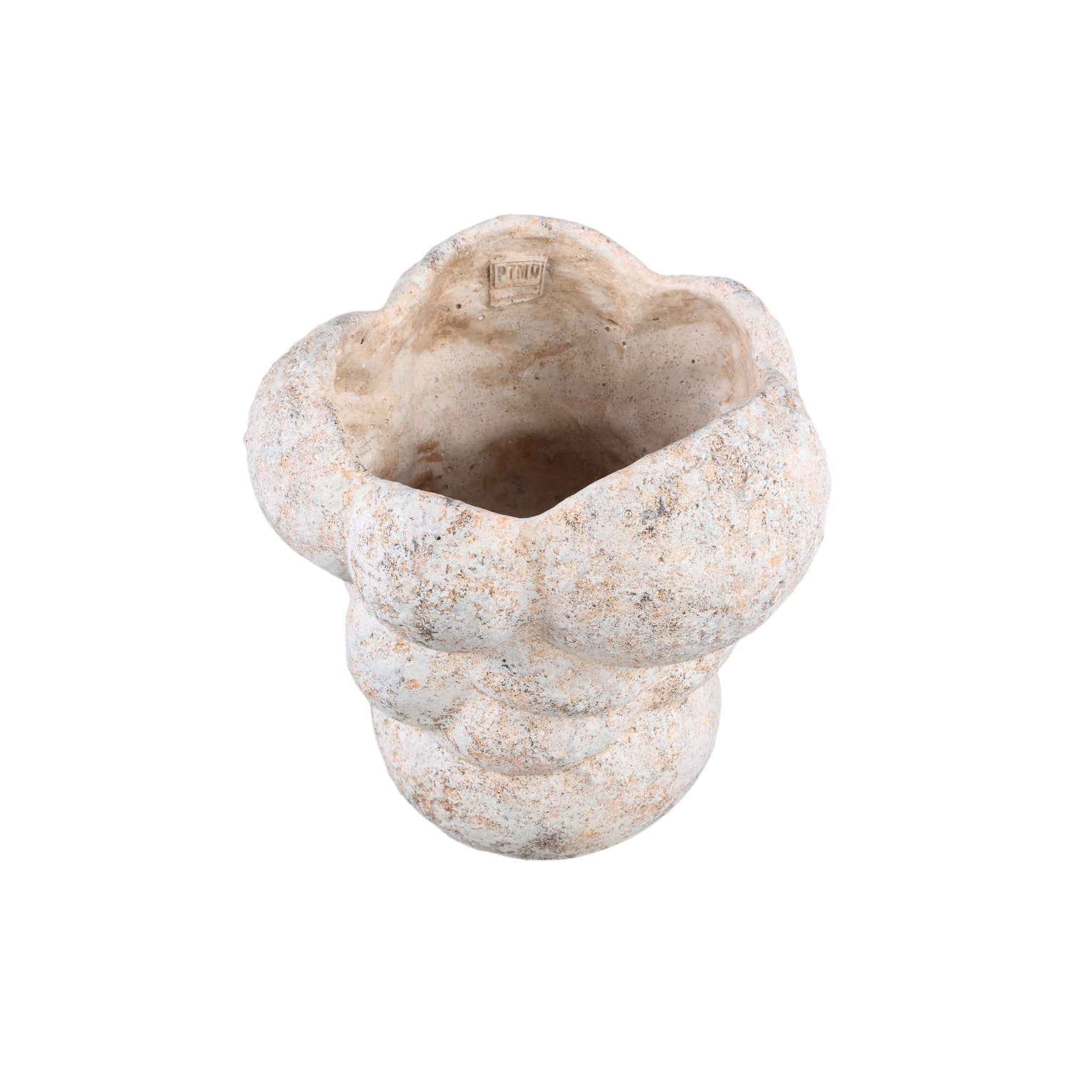 Vasilisa Cream Cement Pot Circles Rough Finish XL Dia29x27cm PTMD - Pot - PTMD - livinglovely.nl