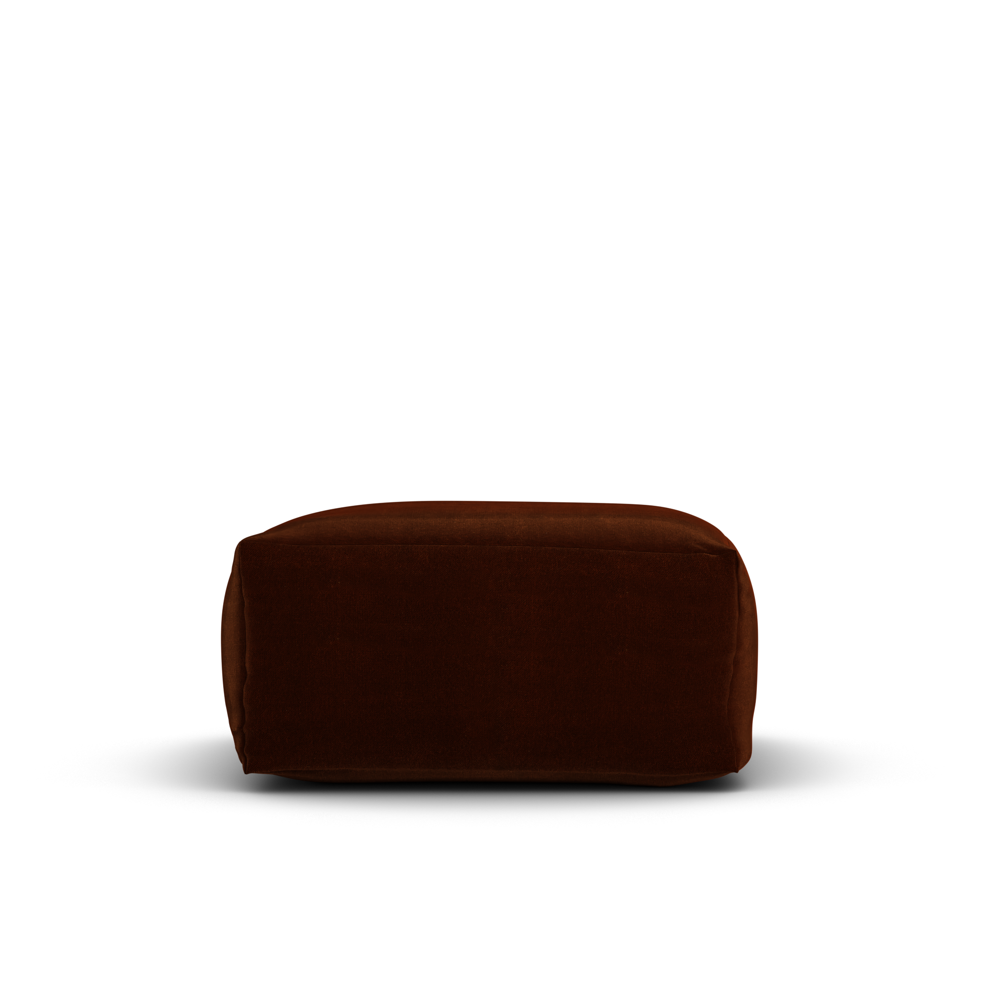 Zijaanzicht van de Velvet Square Pouf Copper met zithoogte 34 cm van Laui Lounge