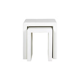 VERONA - set van 2 bijzettafels - kalkpleister - L 33/45 x W 40/45 x H 43/50 cm - gebroken wit Pomax - Sidetable - Pomax - livinglovely.nl
