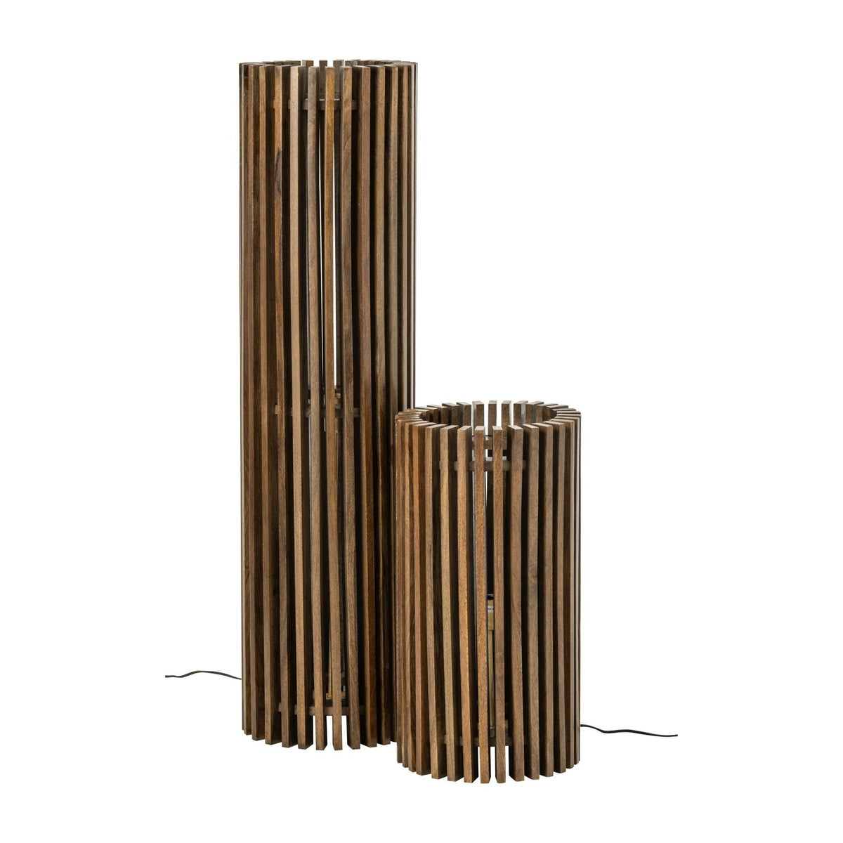 Vloerlamp Geribbeld Mangohout Donkerbruin J-Line