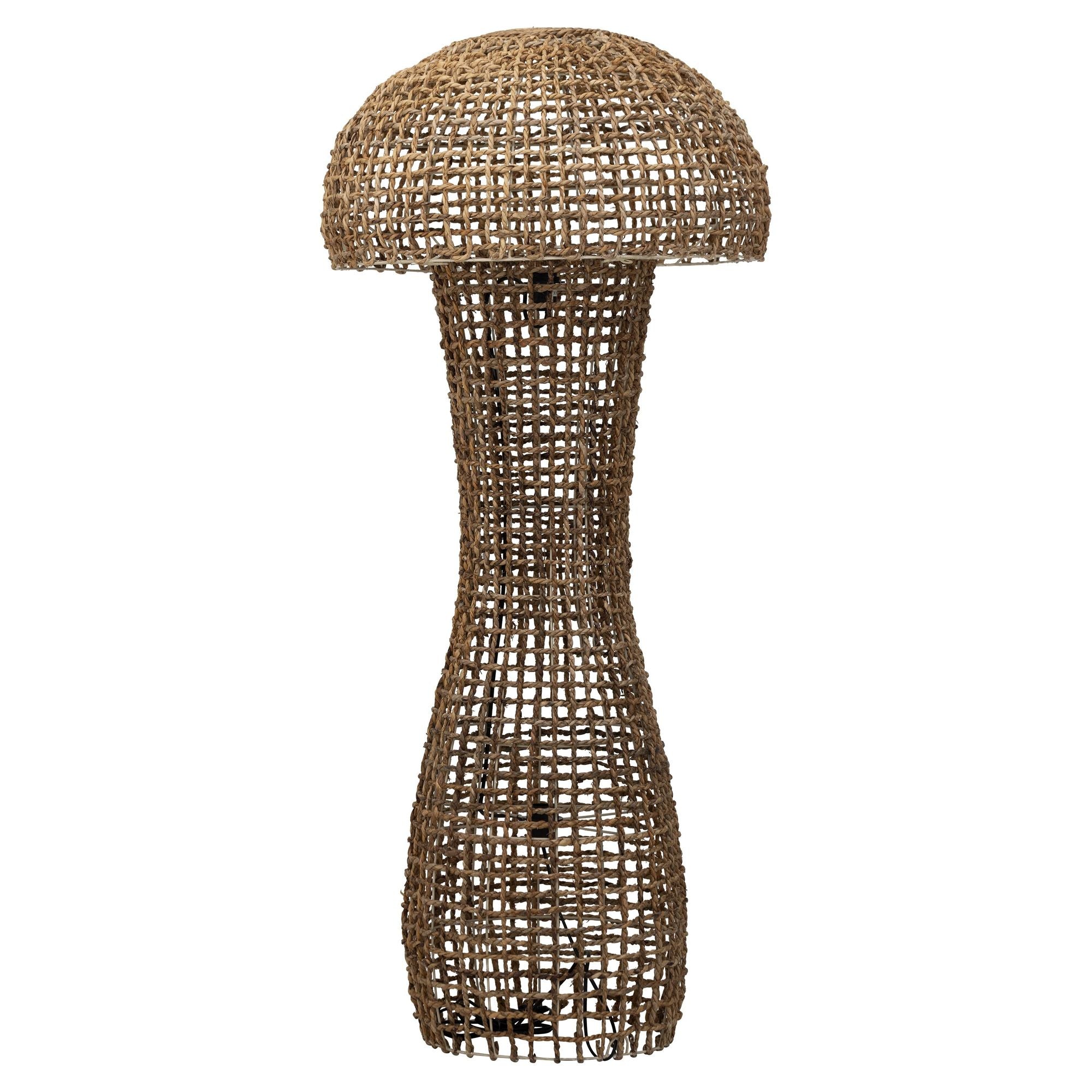 Vloerlamp Mushroom van MUST Living met brede gevlochten abaca kap
