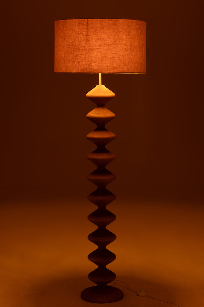 Vloerlamp Rups Populierenhout Naturel/Grijs 48x48x156cm - Vloerlamp - J-Line - livinglovely.nl