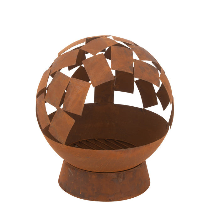 Vuurkorf Rond Abstract Ijzer Roest - Buitenhaard - J-Line - livinglovely.nl