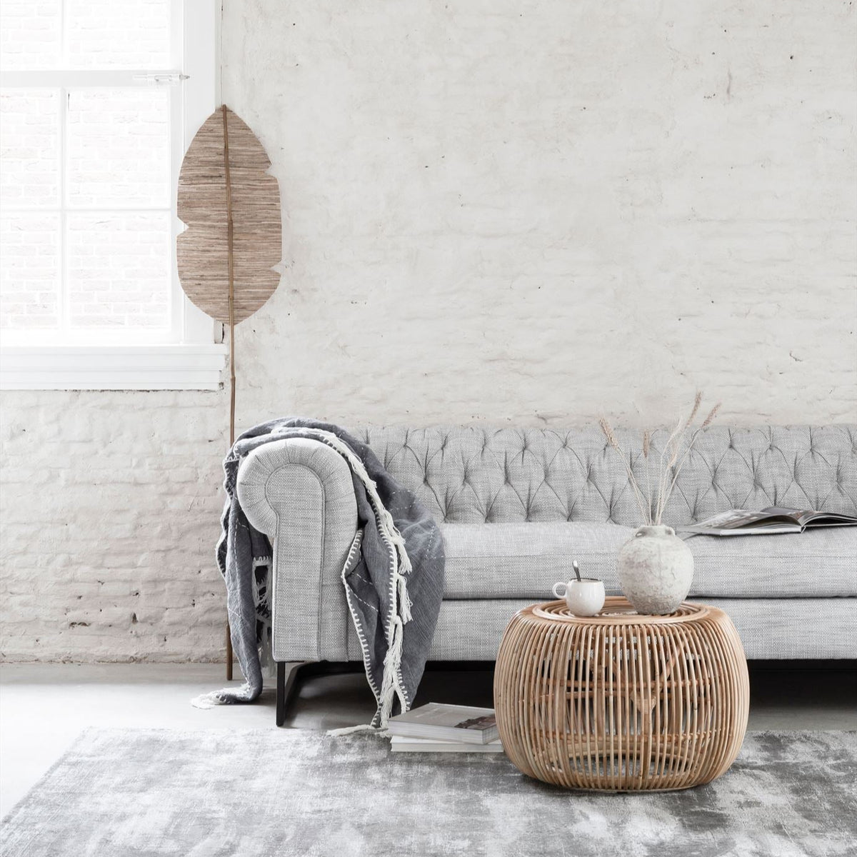 Wandblad Banaan Small van MUST Living, close-up van de nerven in het gedroogde bananenblad