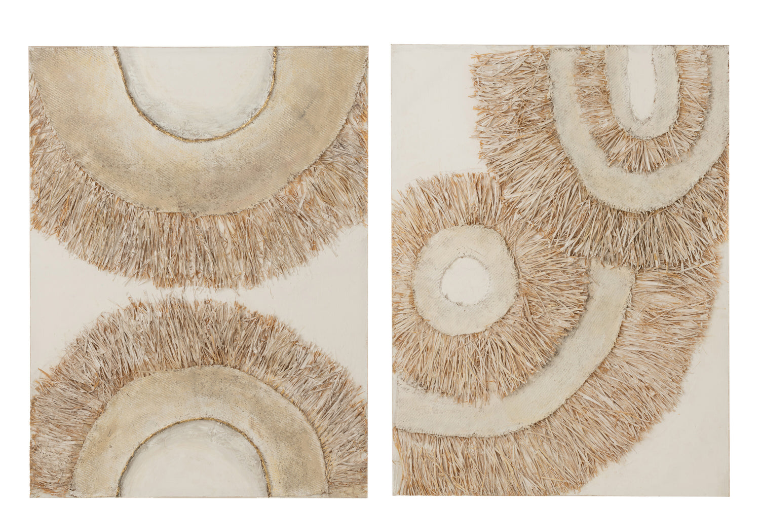 Wanddekoration Ibiza Leinwand/Farbe Creme/Weiß 2er-Set - Gemälde - J-Line - livinglovely.de