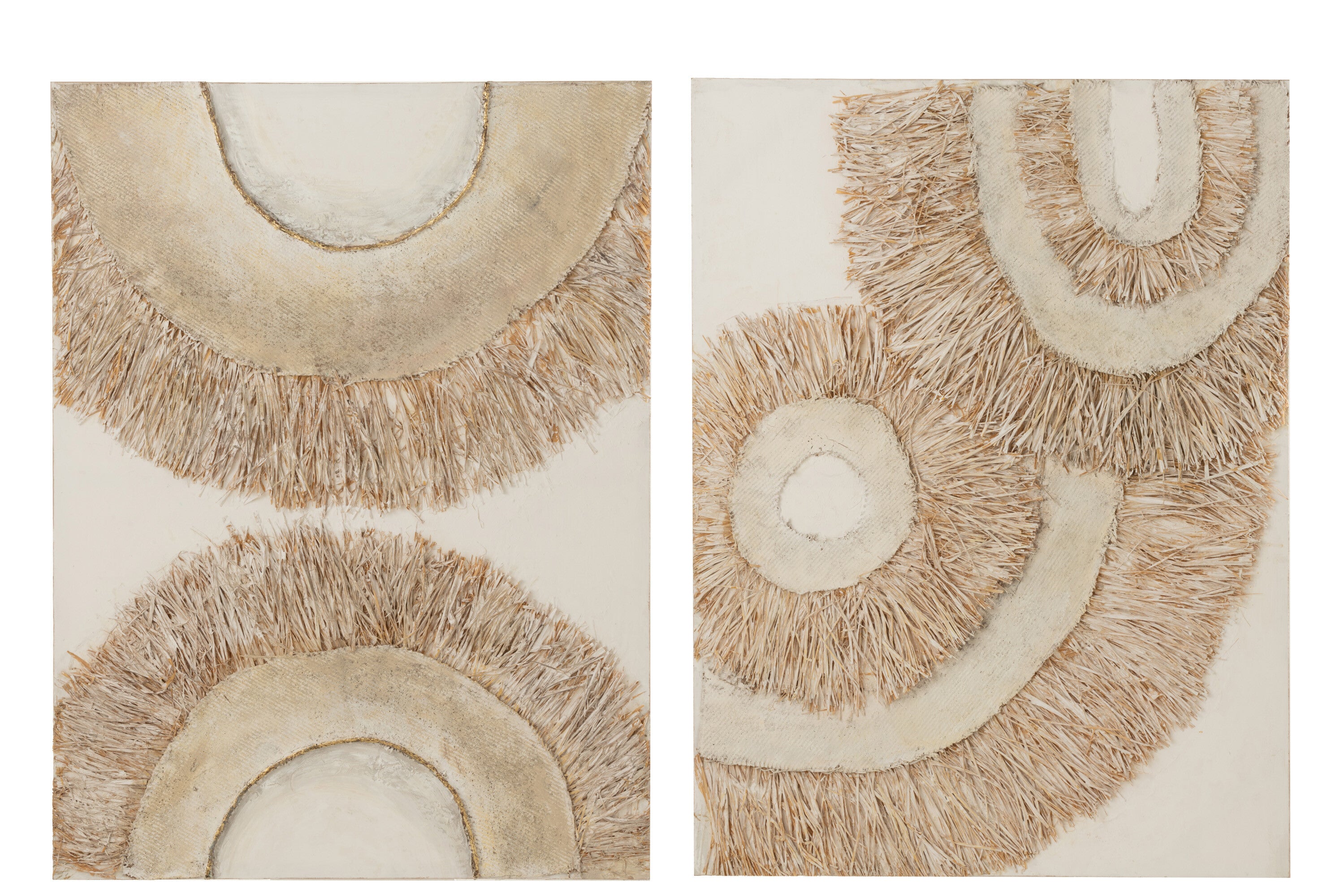 Wanddekoration Ibiza Leinwand/Farbe Creme/Weiß 2er-Set - Gemälde - J-Line - livinglovely.de