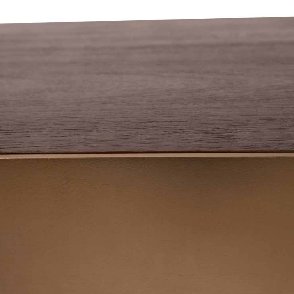 Warren Coffee Table 90x90x31 brown wood gold metal PTMD - Salontafel - PTMD - livinglovely.nl