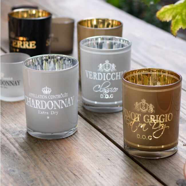 Wijn Windlicht Pinot Grigio Taupe Medium 12cm - Windlicht - Mars & More - livinglovely.nl