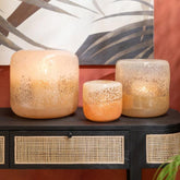 Windlicht Opi Glas Bruin/Beige Small - Windlicht - J-Line - livinglovely.nl