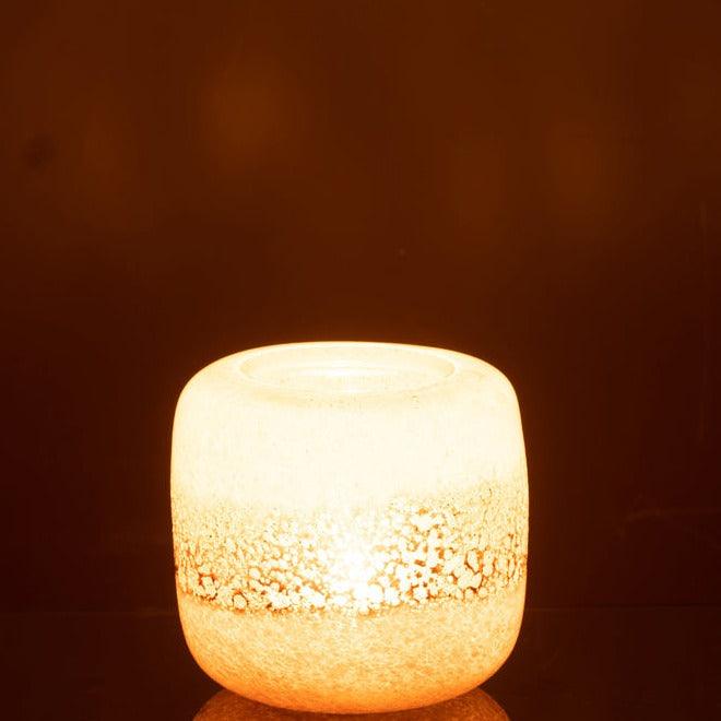 Windlicht Opi Glas Bruin/Beige Small - Windlicht - J-Line - livinglovely.nl