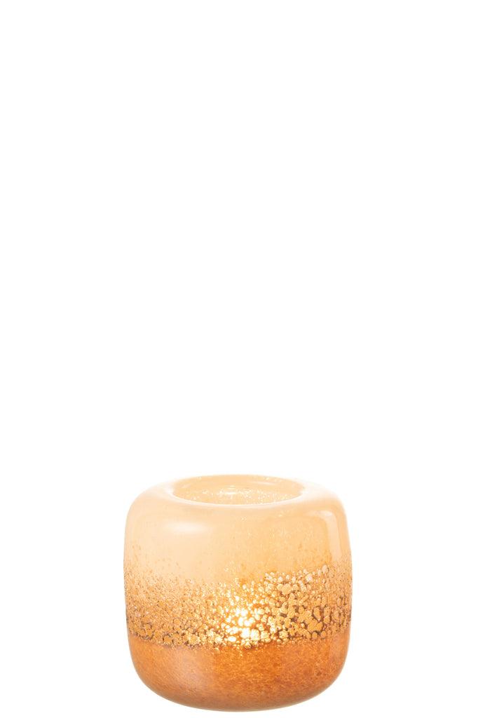 Windlicht Opi Glas Bruin/Beige Small - Windlicht - J-Line - livinglovely.nl