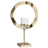 Windlicht Rond Voet Aluminium Goud Large - Windlicht - J-Line - livinglovely.nl