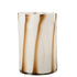 Windlicht Strepen Safari Glas Wit/Bruin Large - Windlicht - J-Line - livinglovely.nl