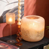 Windlicht/Vaas Opi Glas Bruin/Beige Large L25xB25xH24 cm - Windlicht - J-Line - livinglovely.nl