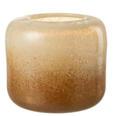 Windlicht/Vaas Opi Glas Bruin/Beige Large L25xB25xH24 cm - Windlicht - J-Line - livinglovely.nl