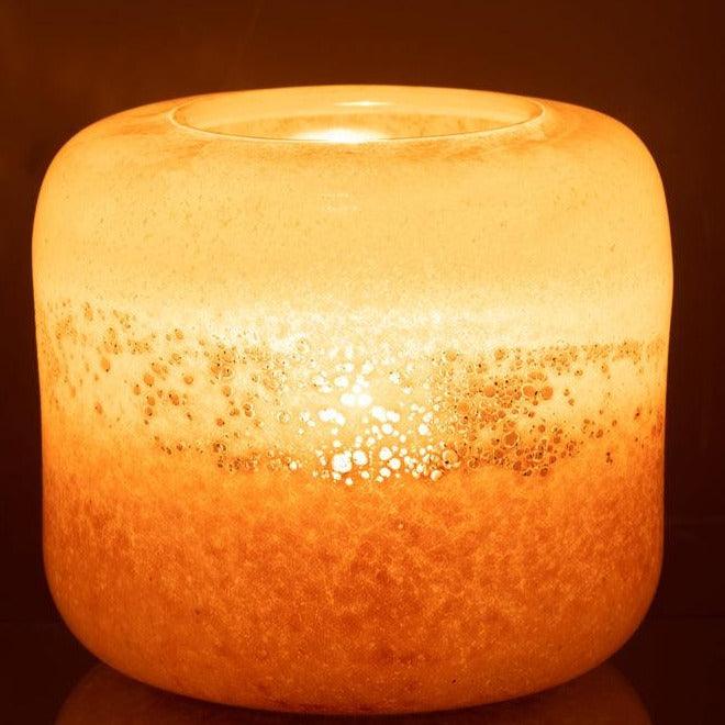 Windlicht/Vaas Opi Glas Bruin/Beige Large L25xB25xH24 cm - Windlicht - J-Line - livinglovely.nl