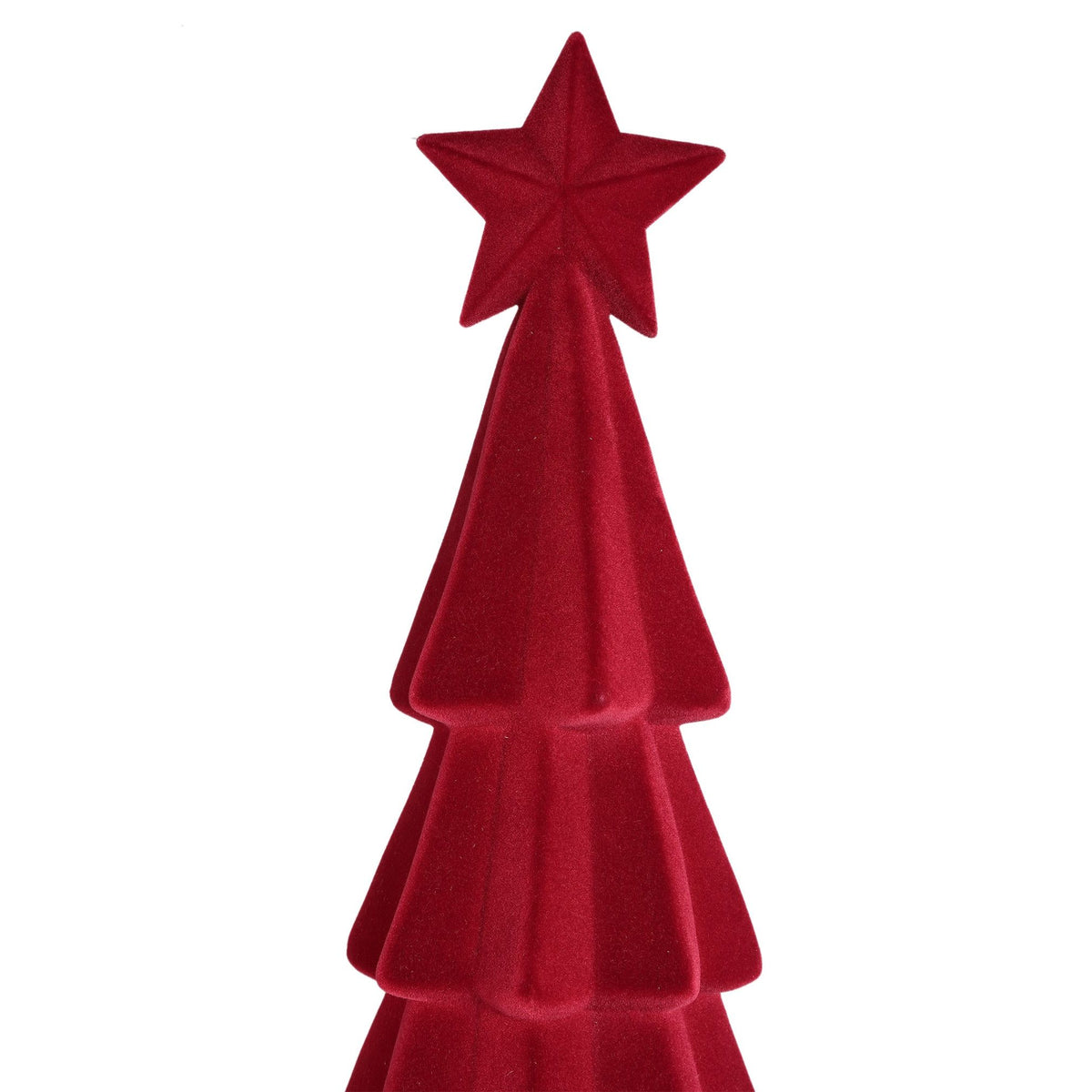 Yule Kerstboom Gelaagd Bordeaux Small van PTMD, close up van de ster in de top van de boom
