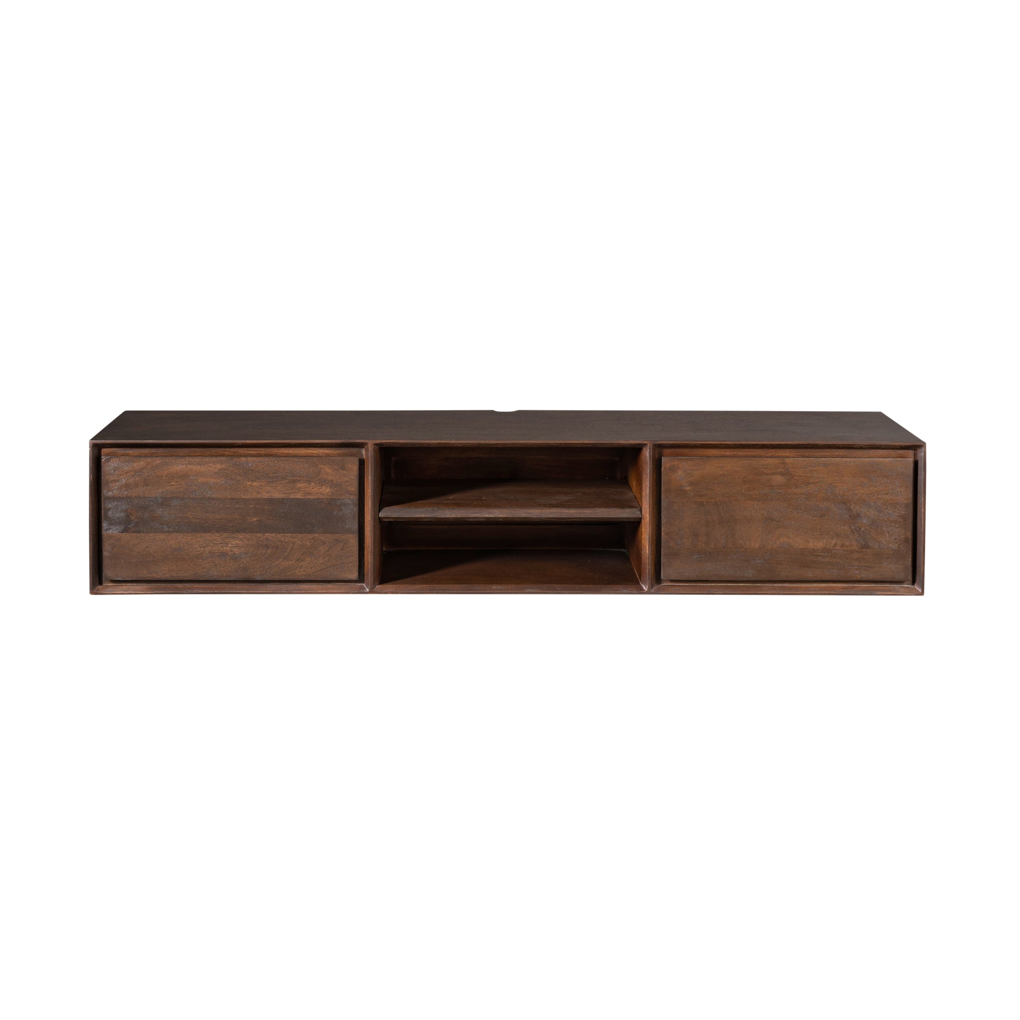 Zwevend TV-meubel Ambiance van Starfurn in bruin mangohout, 160 cm breed