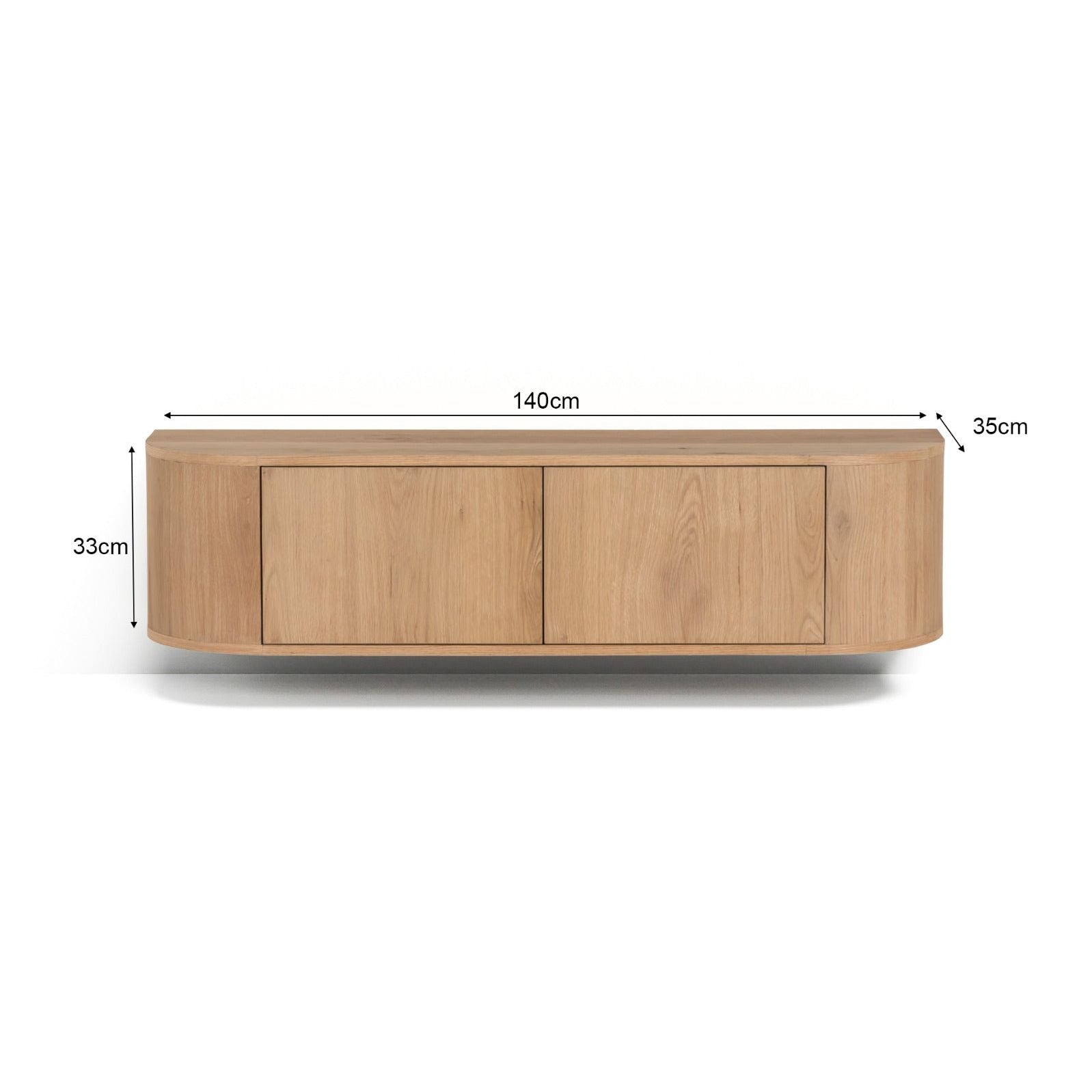 Afmetingen Zwevend TV-meubel Novero 140cm: L140cm x B35cm x H33cm