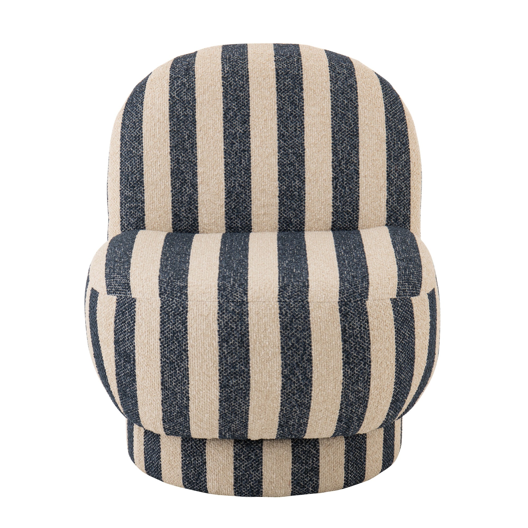 Lounge Chair Gestreepte Stof Blauw/Gebroken Wit J-Line