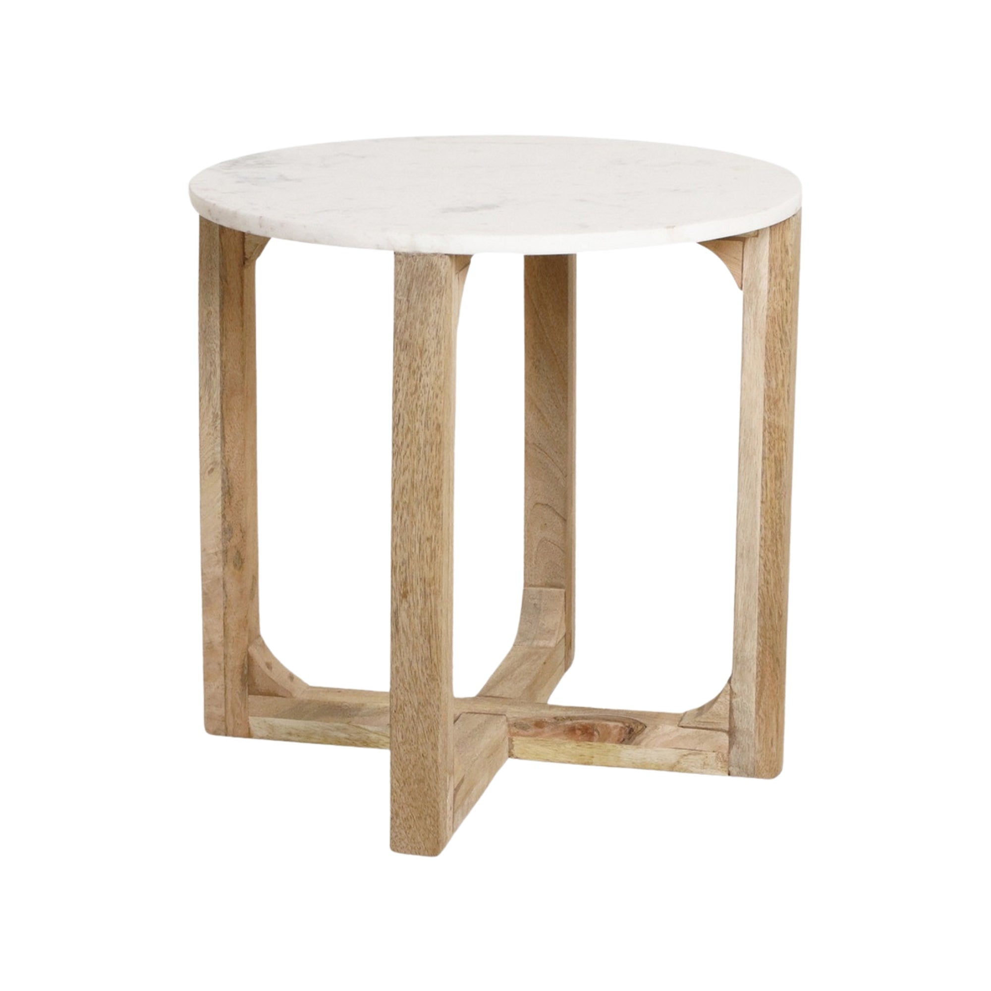 Marmeren bijzettafel Rond Wit Raw Materials