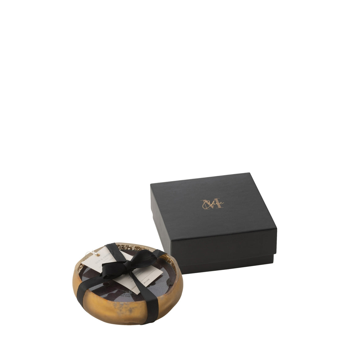 Luxe Geurkaars M-Chic Glas Zwart/Goud Small 15u J-Line
