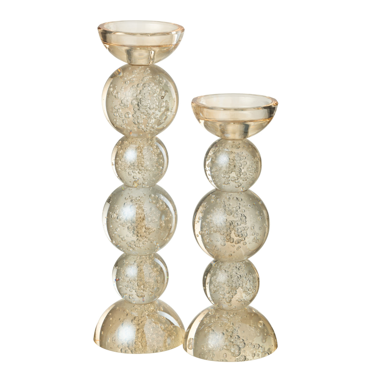 Kerzenständer Glas Champagnerfarben Set aus 2 J-Line