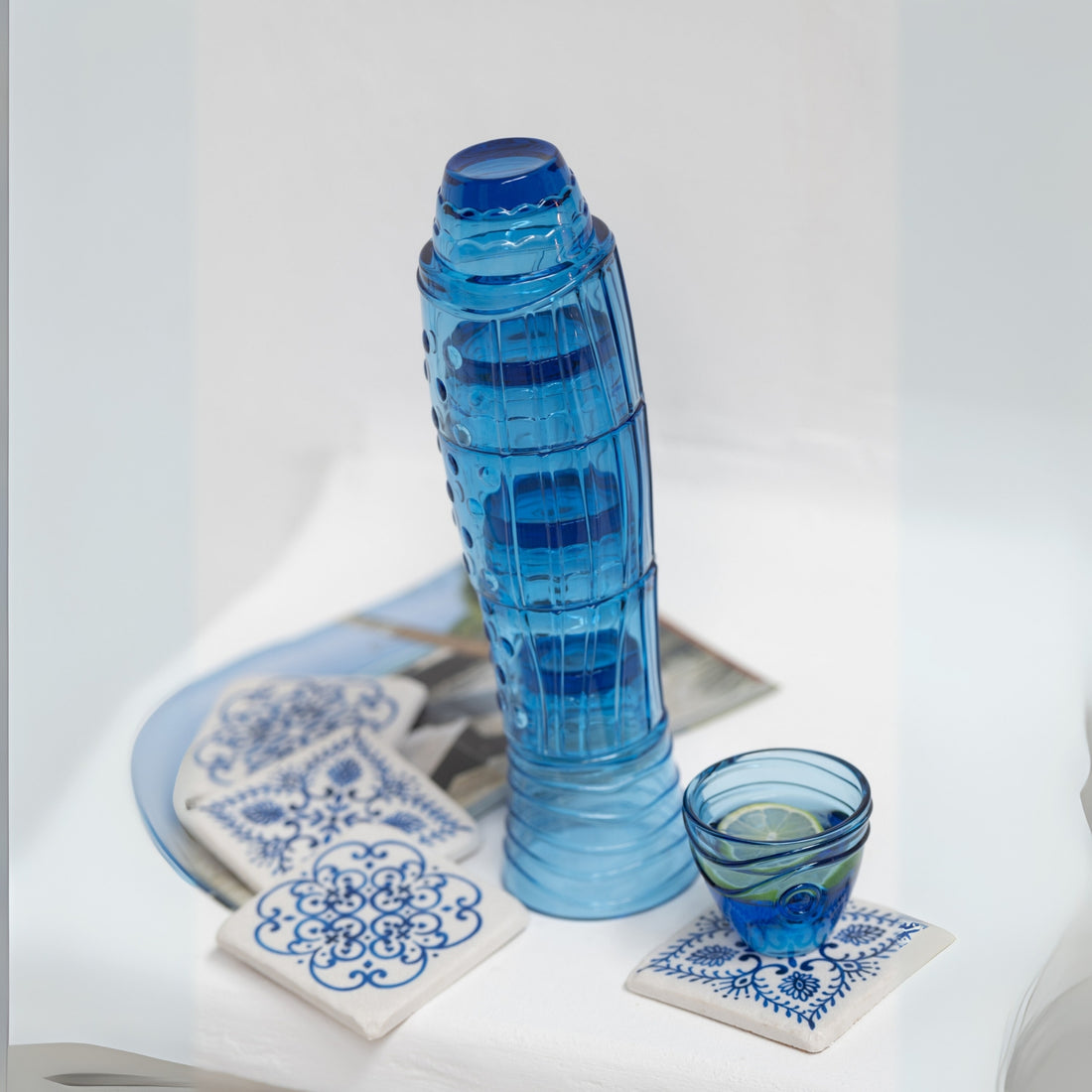 Stapelbare Vis Glazen Hoogblauw J-Line