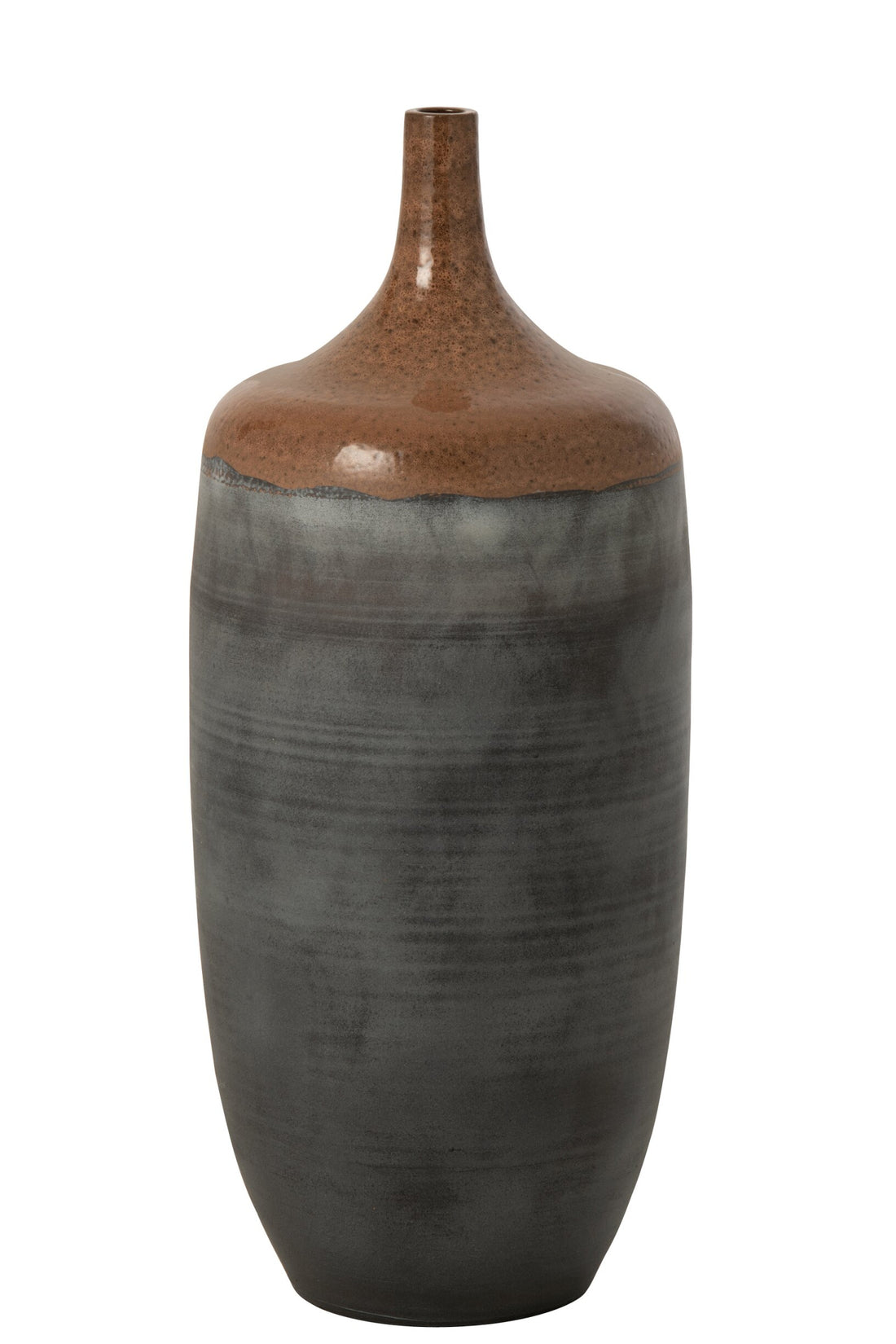 Bodenvase Flasche Keramik Karamell/Graublau Large J-Line