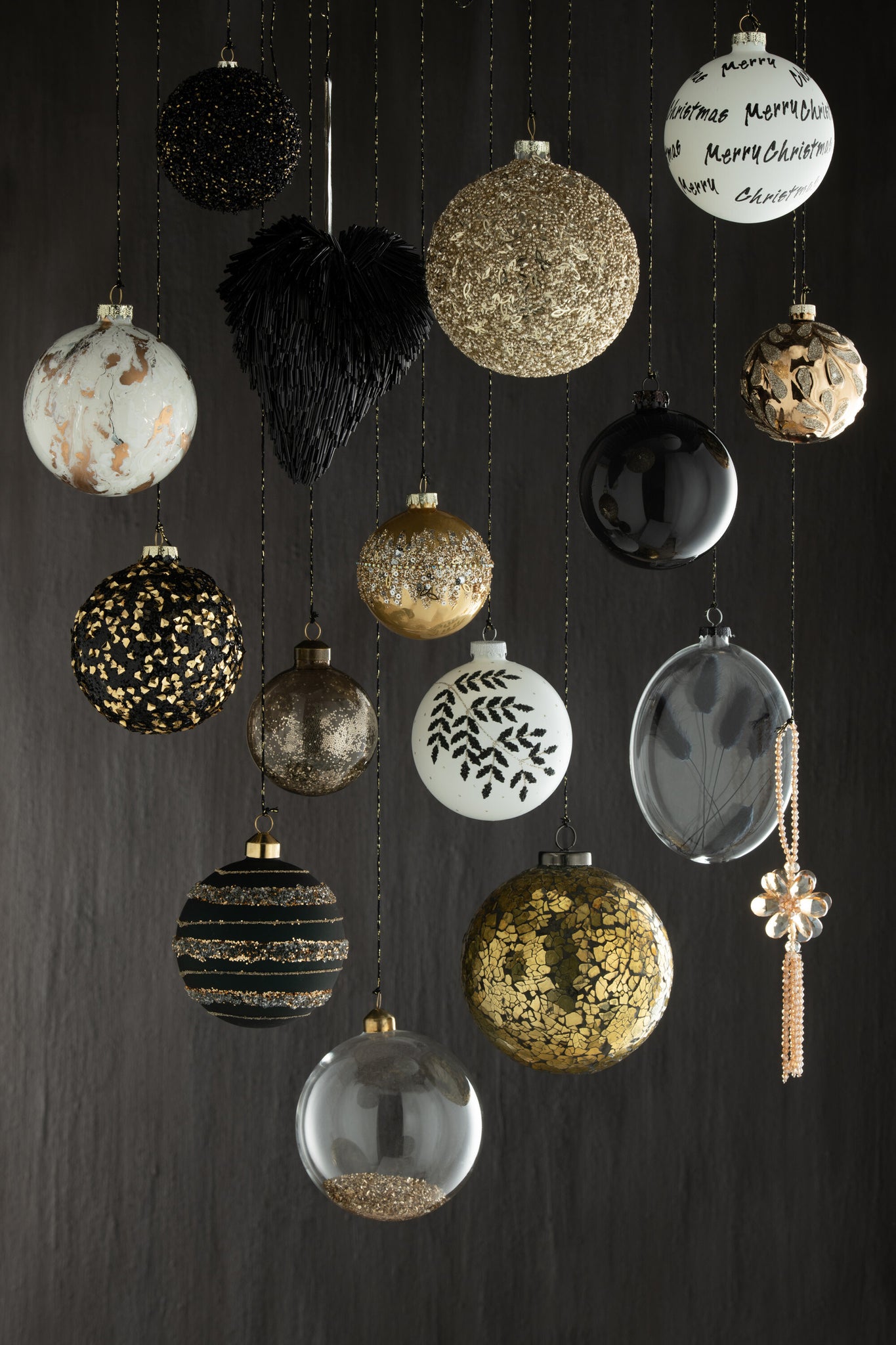 Doos Van 6 Kerstballen Glitter Binnen Glas Bruin J-Line